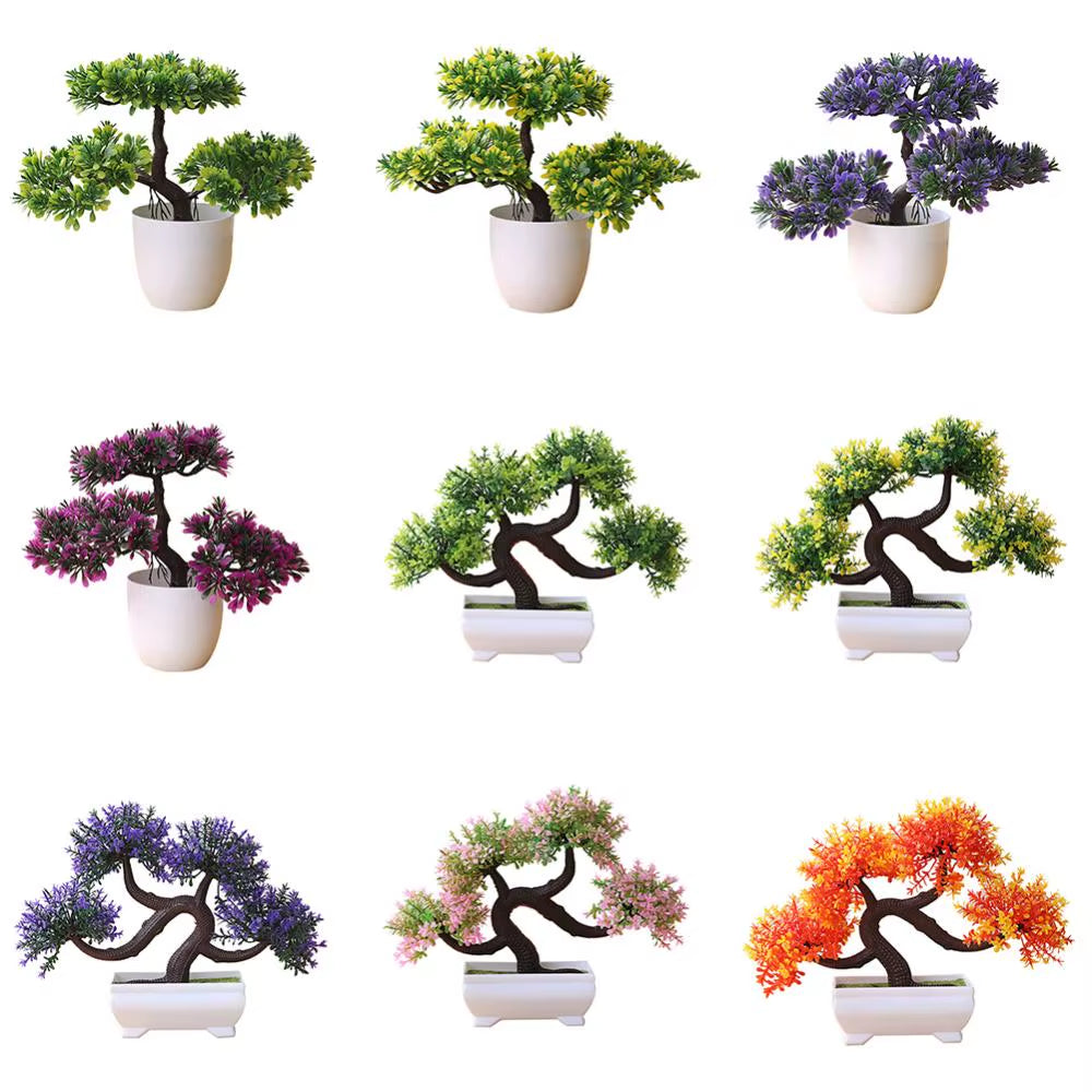 New Artificial Plants Pine Bonsai Small Tree Pot Plants Fake Flowers Potted Ornaments for Home Decoration Hotel Garden Decor