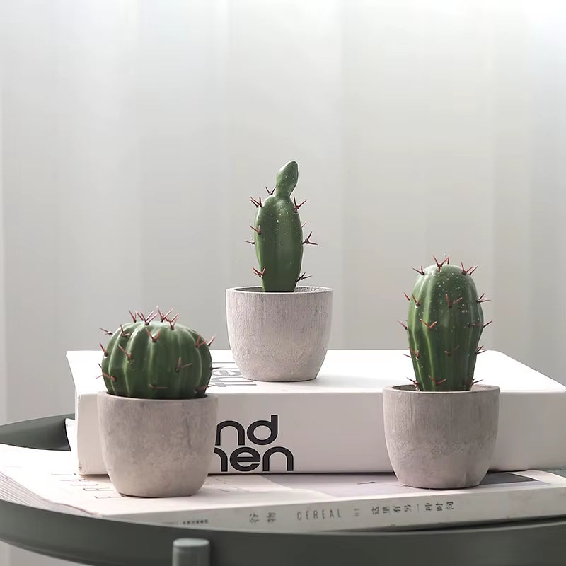Cactus Pot Bonsai Plant Living Room Home Decoration Fake Flower Artificial Plants Plastic Cactus Ball Desktop Decorations