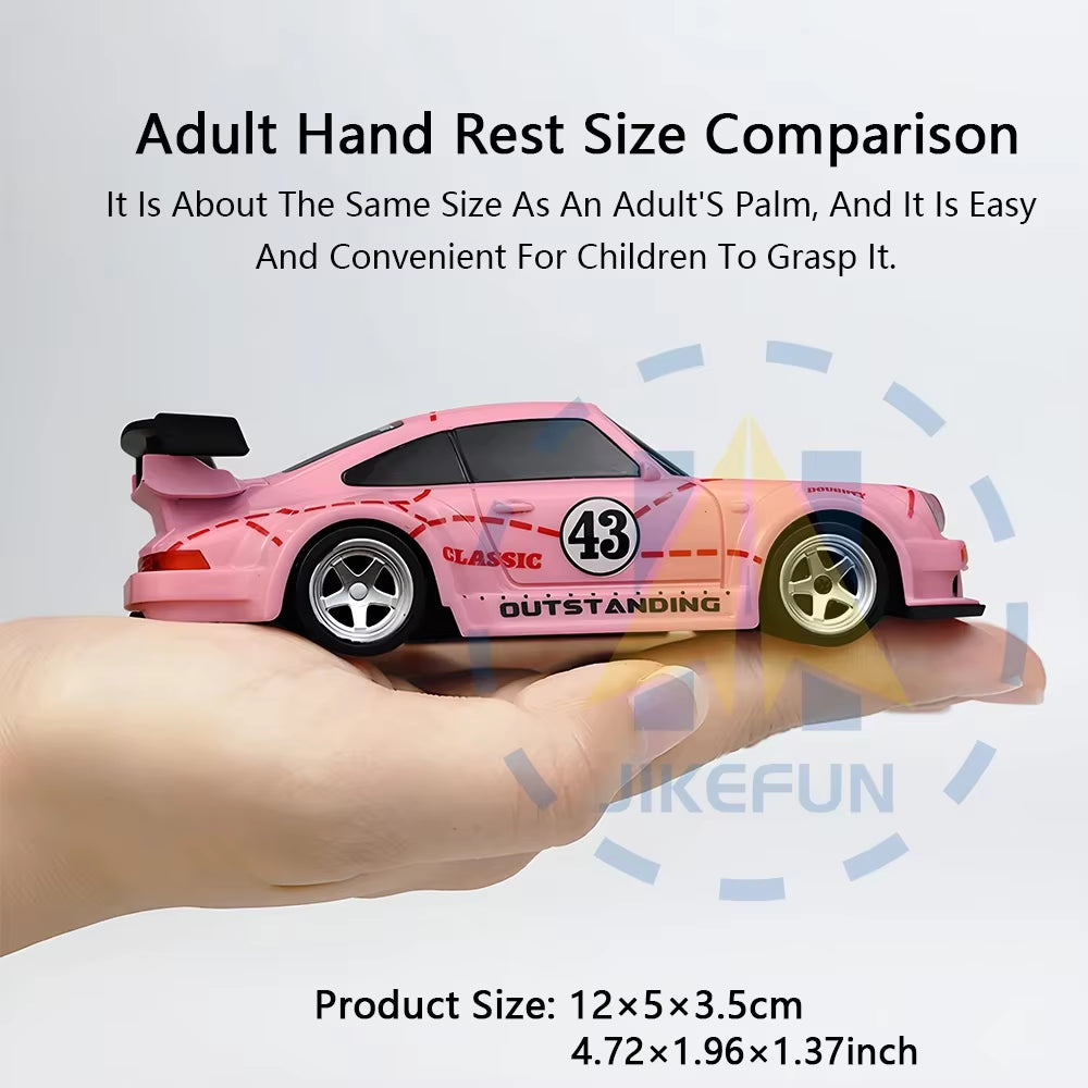 1/43 RC Drift Car with Gyro 15Km/H High Speed Racing Vehicle 2.4G Remote Control Drifting Cars with LED Lights Toys for Children