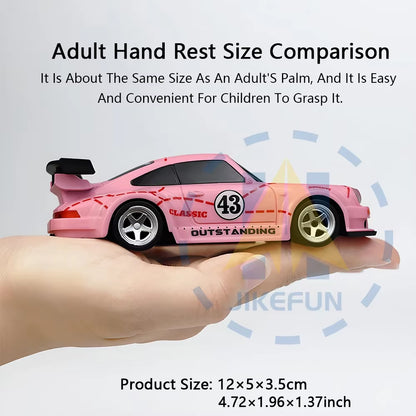 1/43 RC Drift Car with Gyro 15Km/H High Speed Racing Vehicle 2.4G Remote Control Drifting Cars with LED Lights Toys for Children