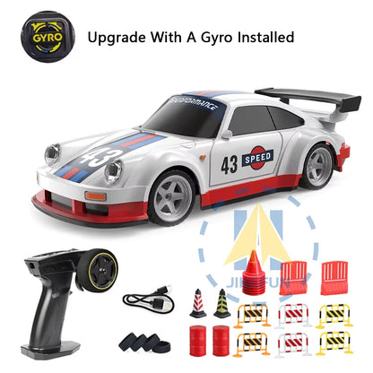 1/43 RC Drift Car with Gyro 15Km/H High Speed Racing Vehicle 2.4G Remote Control Drifting Cars with LED Lights Toys for Children