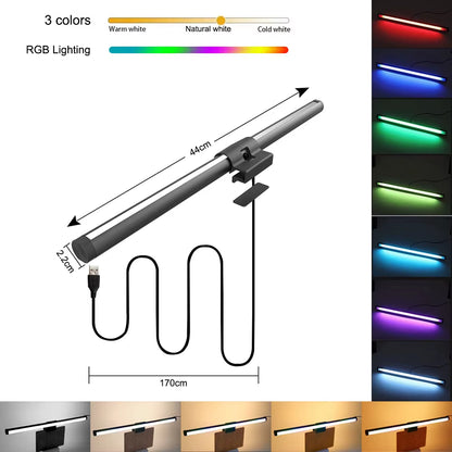 LED Desk Lamp Monitor Light Bar Eye-Care Stepless Dimming Lighting Table Lamp Computer Monitor Screen Light Bar for Work Gaming
