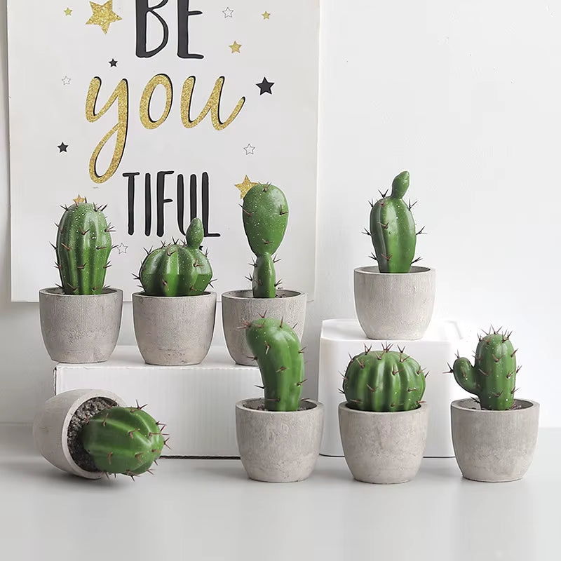 Cactus Pot Bonsai Plant Living Room Home Decoration Fake Flower Artificial Plants Plastic Cactus Ball Desktop Decorations