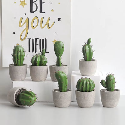 Cactus Pot Bonsai Plant Living Room Home Decoration Fake Flower Artificial Plants Plastic Cactus Ball Desktop Decorations