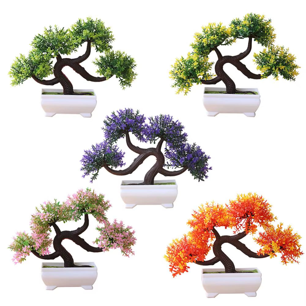 New Artificial Plants Pine Bonsai Small Tree Pot Plants Fake Flowers Potted Ornaments for Home Decoration Hotel Garden Decor