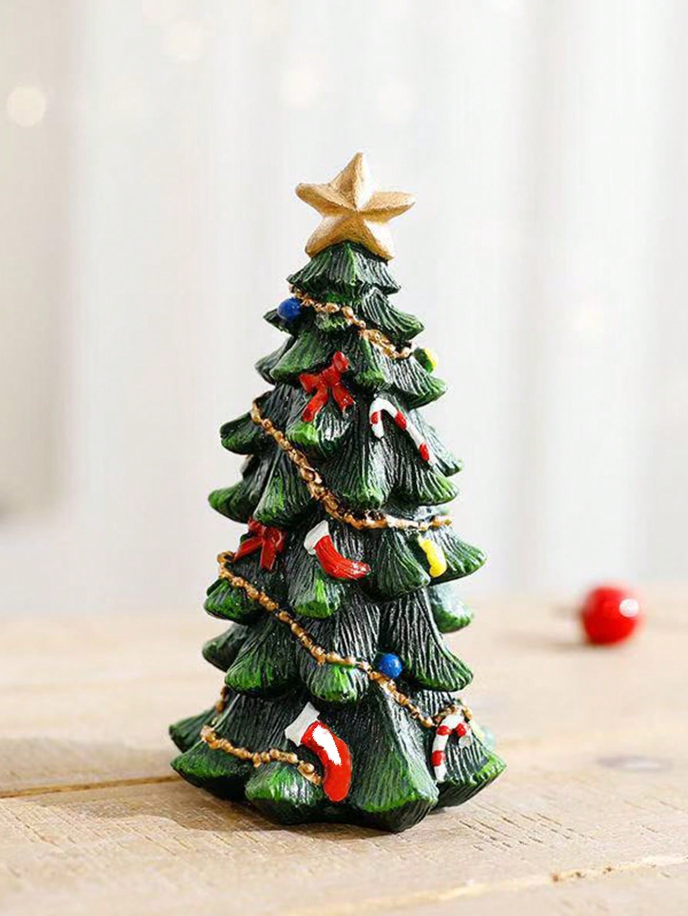 2Pcs Resin Christmas Tree Decorations with Star Topper Mini Desktop Holiday Ornaments, Cute Christmas Figurines Centerpieces, Holiday Party Home Decorations, Suitable for Living Room, Fireplace, Desk, Christmas Decorations Room Decor