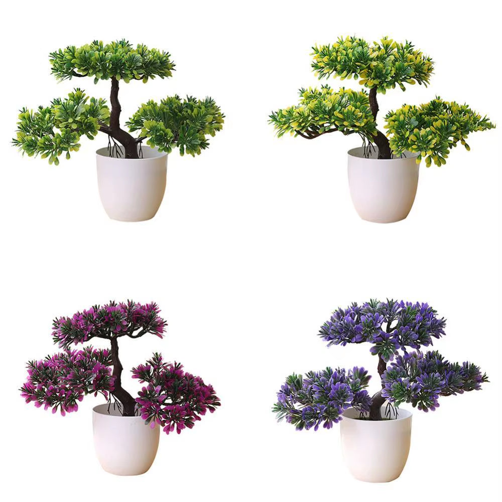 New Artificial Plants Pine Bonsai Small Tree Pot Plants Fake Flowers Potted Ornaments for Home Decoration Hotel Garden Decor