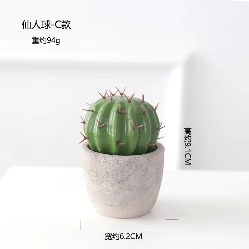 Cactus Pot Bonsai Plant Living Room Home Decoration Fake Flower Artificial Plants Plastic Cactus Ball Desktop Decorations