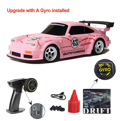 1/43 RC Drift Car with Gyro 15Km/H High Speed Racing Vehicle 2.4G Remote Control Drifting Cars with LED Lights Toys for Children